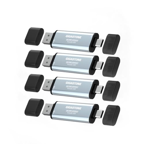 Gigastone USB-C+A Portable SSD 1TB (4-Pack) USB 3.2 Gen 2 Up to 1,050MB/s for iPhone 4K ProRes...