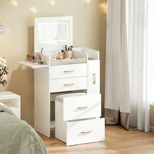 Herture Small Vanity Desk,Compact Vanity Set with Power...