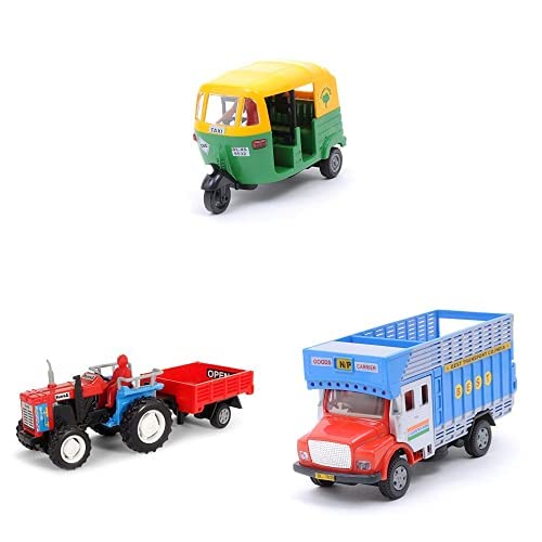 Centy Toys Cng Pull Back Auto Rickshaw Trolley Tractor Colors
