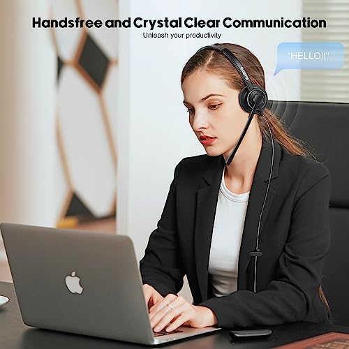 Casque de téléphone RJ9 avec microphone anti-bruit filaire pour poste fixe de bureau - 4