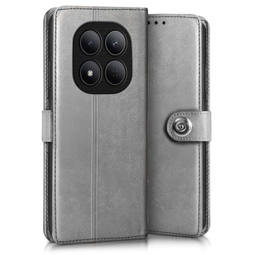 Image of WOW IMAGINE Shock Proof Flip Cover Back Case for Mi Redmi Note 15 5G 2025 | Poco M8 5G (Magnetic Button Flip Case | Wallet Pockets & Stand | Leather Finish | Stone Grey)
