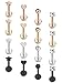 Masedy 16Pcs 16G 316L Stainless Steel CZ Labret Monroe Lip Rings Cartilage Helix Tragus Nose Piercing 8MM