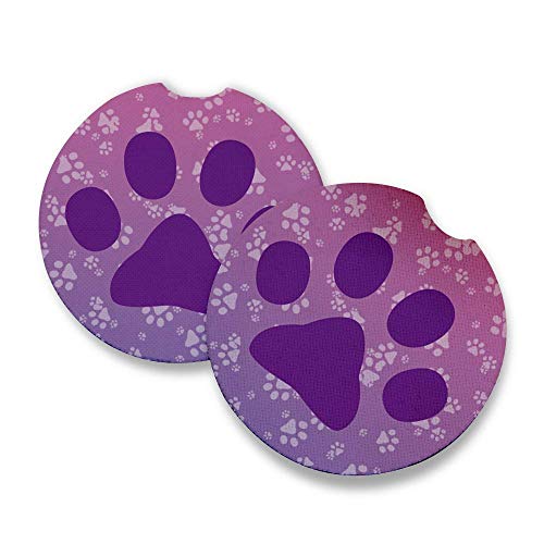 Purple Paws | Car Coasters for drinks Set of 2 | Perfect Car