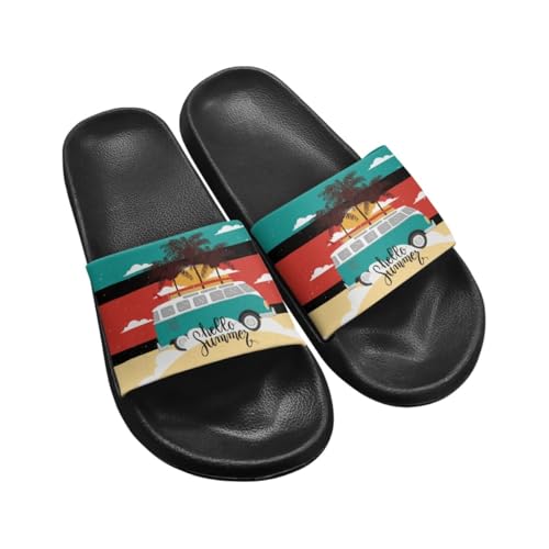 Slide Sandals for Women Men Waterproof Shower Slides with Slip Resistant Sole Summer Quick Dry Beach Pool Slippers Sizes 5-12