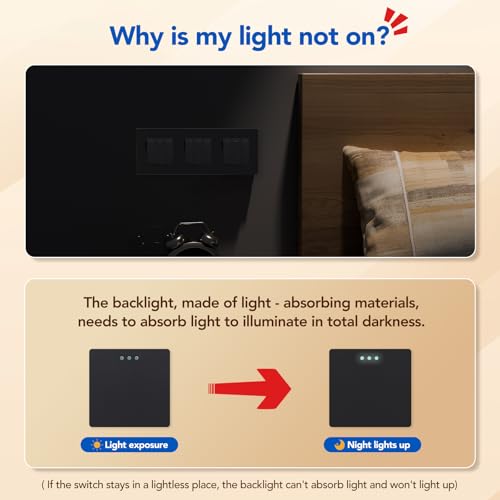 BSEED Lichtschalter Unterputz Schalter Physische Taste Schalter Tripel 3 Fach 1 Weg Glas Lichtschalter 10A Wandschalter Kristall Schwarz Kippschalter