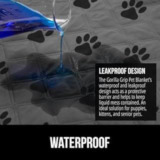 GORILLA GRIP Waterproof Bed Cover for Dogs, 82x52, Gripped Slip Resistant Backing, Leak Proof Washable Dog Blanket Covers Sofa, Couch, Sectional, Crate, Car, RV Seats, Pet Puppy Essentials, Gray Paw