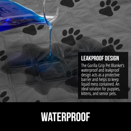 Gorilla Grip Cobertor para Cães 100% à Prova D'água, Reversível, Resistente a Rasgos, Lavável à Pro