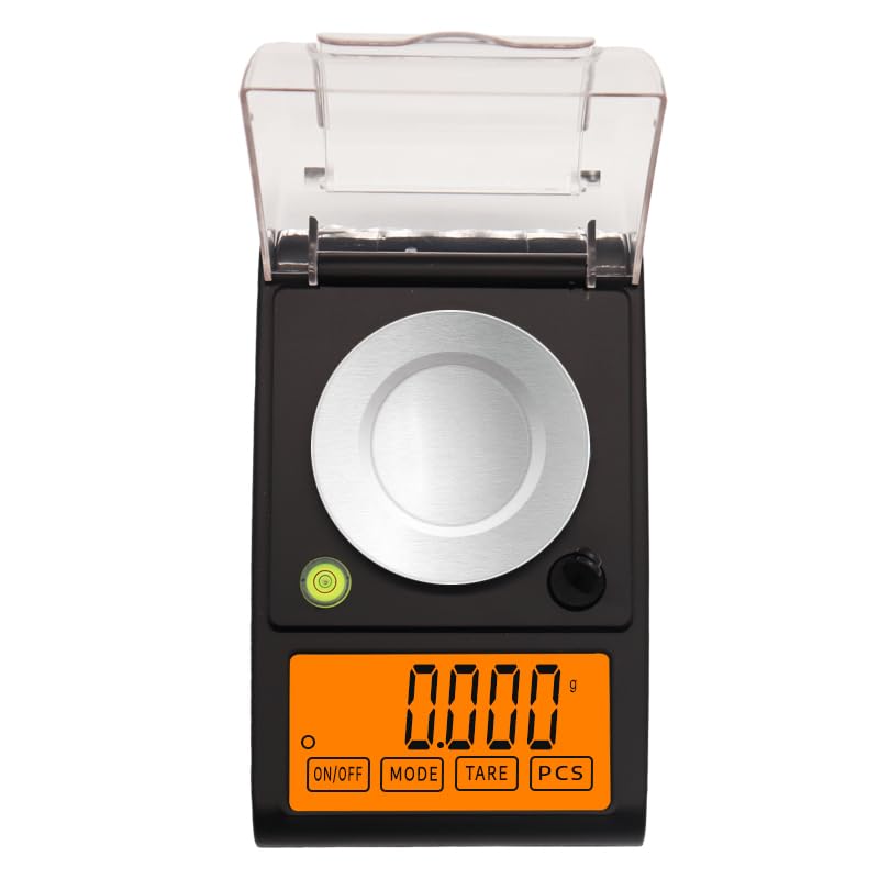 Atom KL2 Milligram Scale, 50g/0.001g Portable Mini Weighing Machine, Digital Weight Machine for Gold, Jewellery, Powder, Medicine with Orange LCD Display, Tare & Calibration Weight. A 100 Series. 2