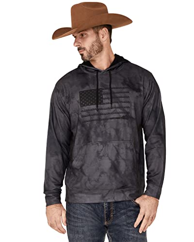HOOEY Men's Tie-Dye Liberty Roper Flag Graphic Hooded Sweatshirt Black Medium