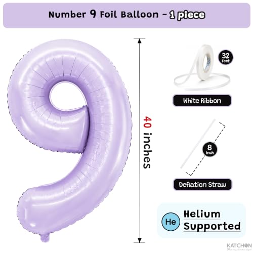 Image of KatchOn Light Purple Number 9 Balloon - 40 Inch | 9 Balloons for Birthday