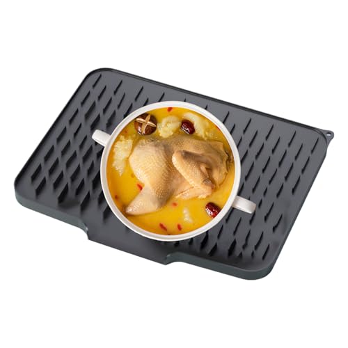 Escurridor de platos enrollable de silicona suave con canales de drenaje 2