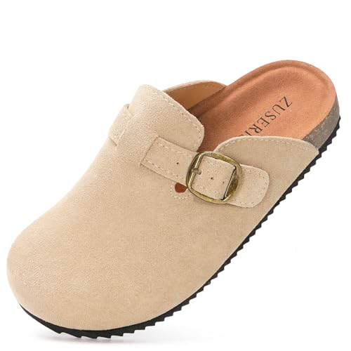 Dokela Sabots Enfant Ajustables Chaussons de Jardin Fille Mules Liège Pantoufles Garçon Sabots Douces Maison Chaussures Antidérapantes,Abricot,31EU