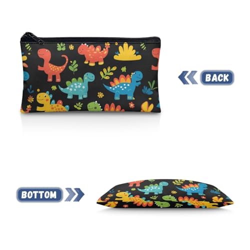 Image of Dinosaur Pencil Case for Boys Cool Pen Organizer with Zipper Big Capacity School Pencil Box Preschool Toddlers Black Pen Pouch Toddlers
