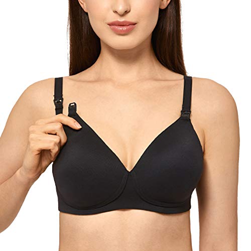 Gratlin Women's Lightly Padded Wirefree Maternity Nursing Bra Full Coverage Black 36B