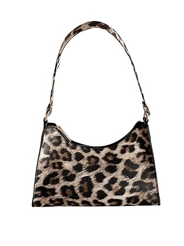 SweatyRocks Women's Leopard Print Handbags Top Handle Y2k Underarm Purses with Zipper Closure