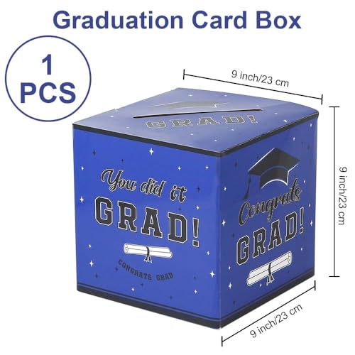 Image of Graduation Card Box 2026 Graduation Party Decorations Blue Graduation Card Box Holder Foldable Congrat Grad Card Gift Boxes Money Box 2026 Graduation Decoration 2026 Graduation Party Supplies Favor