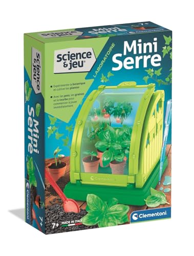 Clementoni | Science & Jeu : Mini Serre – Kit Botanique Enfant 7 Ans+ | Serre à Assembler avec Pots, Tourbe, Graine | Jeu Éducatif Scientifique pour...