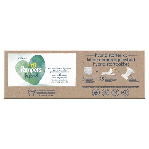 Pampers - Harmony Hybrid Starter Pack, 3 waschbare Windeln + 25 Einweg-Oberschichten - 1 Packung