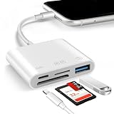 Doumsic SD Card Reader for iPhone and iPad, Adapter for Digital Camera to Phone, Memory Card Reader for iPhone, USB to Lightning Adapter, with Charging Port