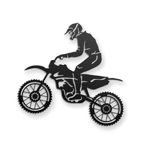 Image of METSY Wall Decor(Dirt Bike Rider) Metal Art, Made of 1.2mm Metal Sheet, Crafted with Laser Cutting,(PREMIUM FINISH),Scratch Resistant, Rust Resistant (Size: 45x43cm)