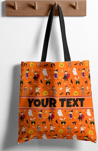 Personalized Halloween Tote Bag - 16”x16” Trick-or-Treat Reusable Bag with Custom Name/Monogram/Text - Durable Cloth Canvas, Perfect Customized Gift2