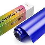 HTVRONT Blue Metallic Permanent Vinyl - 12' x 10FT Matte Blue Adhesive Vinyl Compatible with Cricut Cutting Machine - Easy to Weed & Transfer