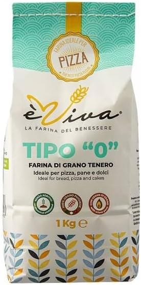 Agricola Piano – Forte 320 | Soft Wheat Flour Type 0, 1 kg, 100% Italian, For Contemporary Pizza, Without Additives, With Live Wheat Germ - High Hydration - èViva