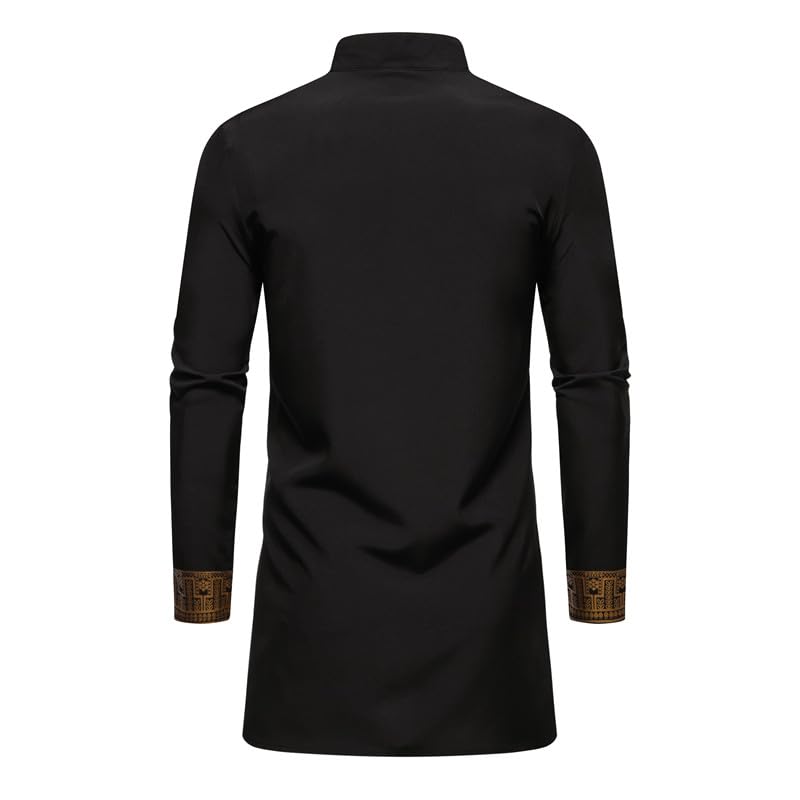 UNINUKOO African Dashiki for Men 2 Piece Sets Traditional Gold Print Shirts and Pants Suit Outfit3