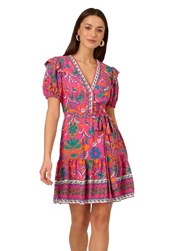 Image of Adrianna Papell Printed Short Flounce Dress