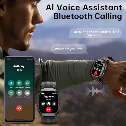 Oukitel Bt20 Military Smart Watch For Men,Fitness Tracker Smart Watches For Android/Ios,Bluetooth Call/Voice Assistant,50M Waterproof Rugged 1.96 Inch Touchscreen,100+ Sports Modes,24H Health Monitor thumb #2