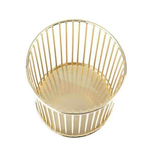 SAFIGLE Portalápices Metálico Dorado Redondo de Hierro para Escritorio, Organizador Multifuncional para Bolígrafos y Brochas de Maquillaje, Cubo de Papelería para Oficina y Hogar, Soporte