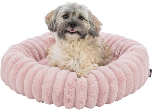 TRIXIE Hundebett Lonni 50 ø cm in rosa – rundes Kuschelbett mit weichem Samtbezug, Hundekorb für kleine Hunde, fest integriertes Kissen, rutschfester Boden - weich & waschbar – 37996