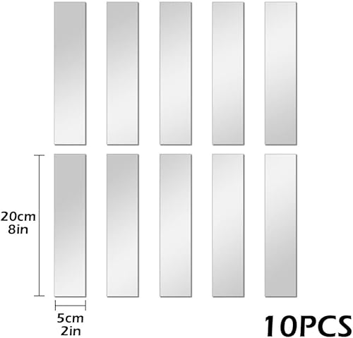 Miniatura 2 de Azulejos de espejo, azulejos de espejo de 2 x 8 pulgadas, calcomanías autoadhesivas para espejo de pared, calcomanías de espejo de pared de rayas