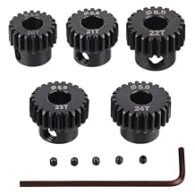 RC Motor Pinion Gear, 20T 21T22T 23T 24T 5Pcs 48DP 5mm Shaft Hole Motor Pinion Gears Fit for Monster 110 Scale RC Truck