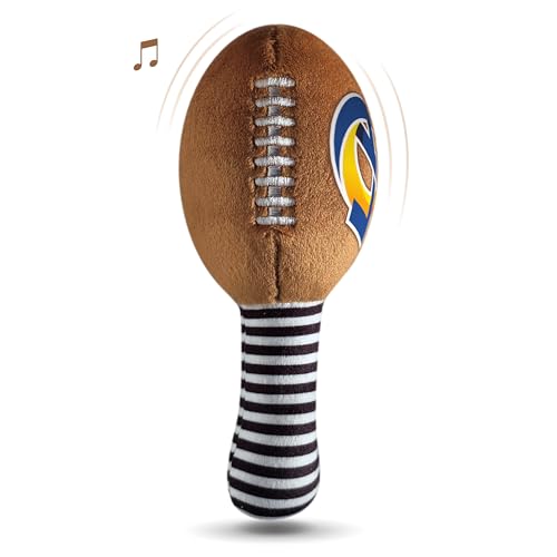 Image of Los Angeles Rams Plush Football Rattle by Smilo - Officially Licensed NFL Baby Rattle Toy - Soft Baby Rattle with Bell - for Babies and Toddlers from 3 Months