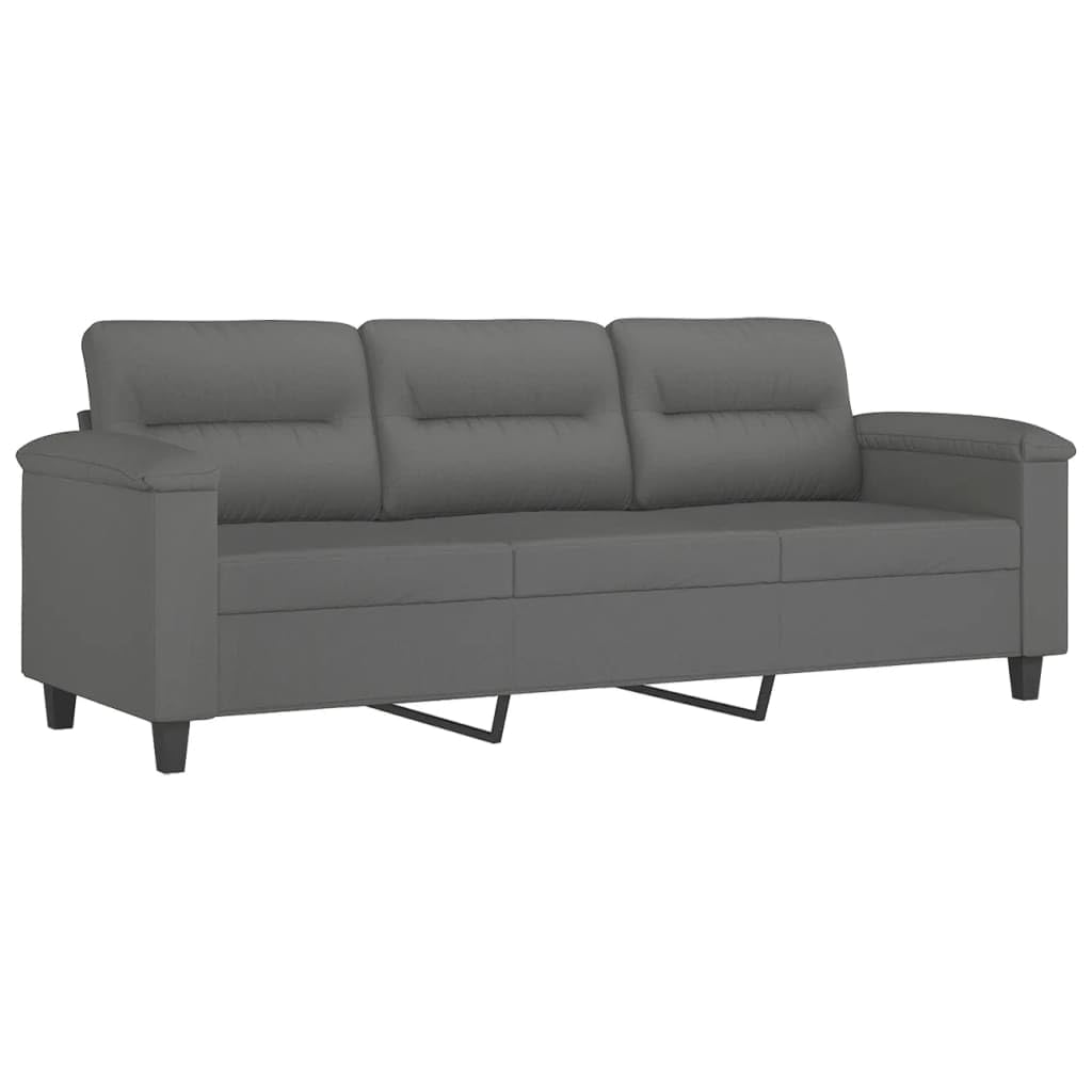 Homgoday Sofa 3-osobowa Poduszki Ciemnoszary 180 cm Tkanina z mikrofibry, Meble do wnętrz i na zewnątrz, wystrój domu, wyposażenie domu do wnętrz, sypialni, salonu, biura