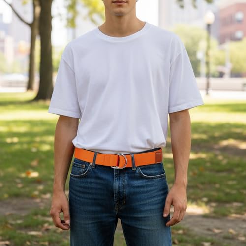 Image of maikun Mens Womens Canvas Belt, D-ring Buckle Cloth Fabric Belt for Men | 1 1 /2 Inch Wide Casual Belt for Jeans Pants Football