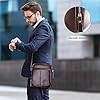 BAIGIO Men's Leather Shoulder Bag Vintage Small Ipad Messenger Bag Business Cross Body Bag Men Casual Hangbag Side Satchel Sling Crossbody Bag for Work Travel Daily, Brown #4