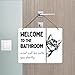 Udinaz Funny Cat Welcome Hanging Sign for Bathroom, Funny Bathroom Wall Decor, a Cat Will Be With You Shortly Humorous Hanging Wood Plaque Decor for Bath Room Washroom Wall Door Decorations