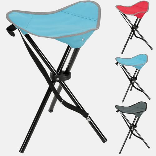Blumixx Dreibeinhocker Klapphocker Campinghocker faltbar & Mini Klappstuhl 3-Fach Sortiert zufällige Farbauswahl kompakt & leicht für Outdoor Angeln Festival Camping