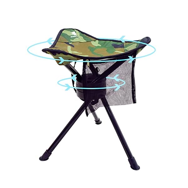 GEERTOP Klappbarer Drehstuhl, 360 Grad drehbar, robuster Campinghocker, Camping, Angeln, Wandern, Jagd, Outdoor