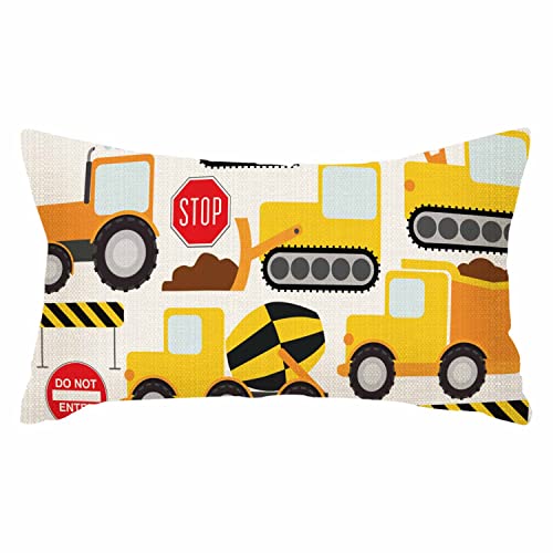 IBILIU Fundas de almohada de dibujos animados de construcción de vehículos de camioneta Chevron Sign Equipment Funda de cojín para decoración del hogar, funda de almohada de 12 x 20 pulgadas