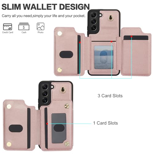 Coque Samsung S22 Plus RFID avec protège-écran et bandoulière rose gold