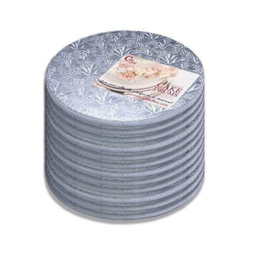 Cakebon Cake Drums Round 10 Inches - (Silver, 12-Pack) - Sturdy 1/2 Inch Thick - Professional Smooth Straight Edges #TOP6