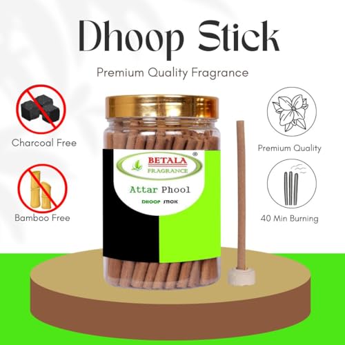 Image of Betala Fragrance Attar Phool Dhup Batti for Puja, Pack of 200 Gm Dhoop Sticks with Holder | Dhoop Sticks for Pooja |