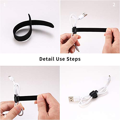 70 Pcs Reusable Cable Ties, Straps Cable Ties, Hook and Loop Straps Cable Ties Organizer Fastener for Home Office Accessories