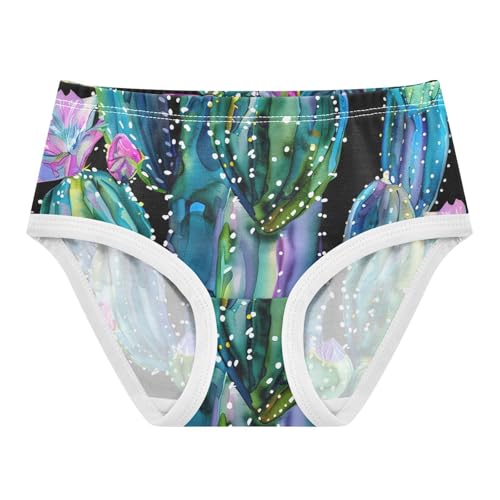 Cotton Toddler Underwear Floral Watercolor Green Cacti Floral Black Panties for Girl Stylish Kids Briefs Undies 2t