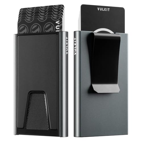Image of VULKIT Credit Card Holder RFID Blocking with Money Clip, Slim Aluminum POP UP Wallet for Men, Grey