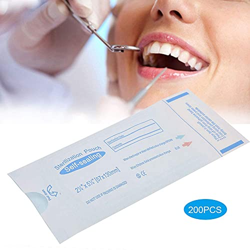 200Pcs/Box Self Seal Sterilization Pouches, Self-Sealing Pouch, 57 X 130Mm Dental Sterilization Pouch, Dental Pouches Bags Accessory For Cleaning Tools - Steam Sterilization - Dental Offices #TOP4