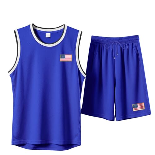 Generisch Camiseta de baloncesto para hombre, camiseta de baloncesto, pantalones cortos, conjuntos de deportes, sin mangas, ropa deportiva, regalos para hombre, chándales sueltos, transpirables